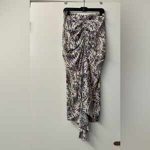 Veronica Beard Cream, Blue, yellow, Long Skirt. Beautiful floral design Silk